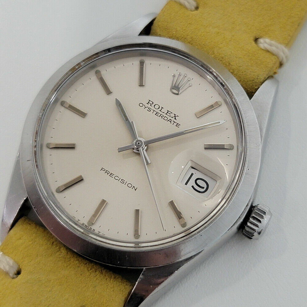 Mens Rolex Oysterdate Precision 1960s 6694 w Orig Box Paper 34mm Manual RA261Y