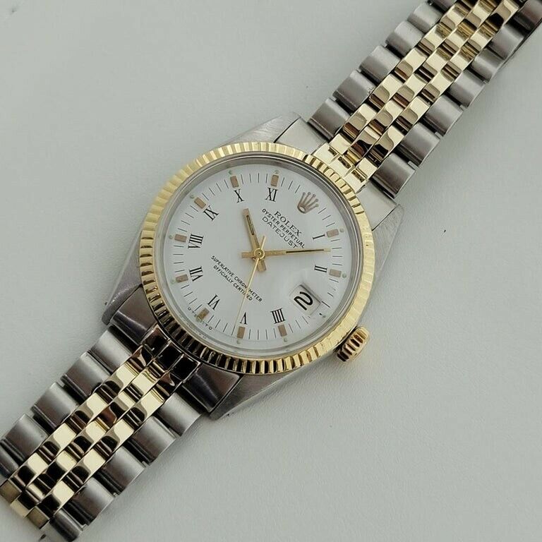 Mens Rolex Oyster Datejust 1600 36mm 14k Gold SS Automatic Swiss 1960s RA169