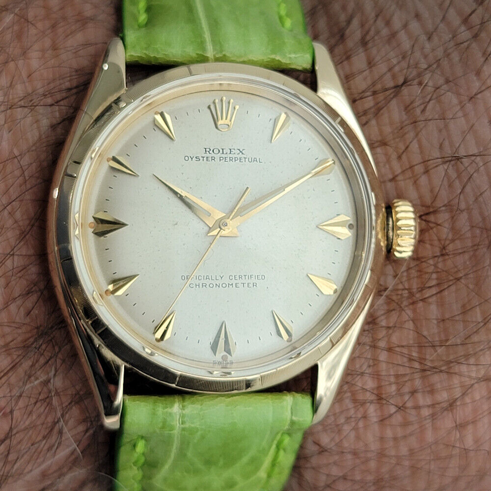 Mens Rolex Oyster Perpetual 6585 14k Gold 34mm 1960s Automatic Vintage RJC162