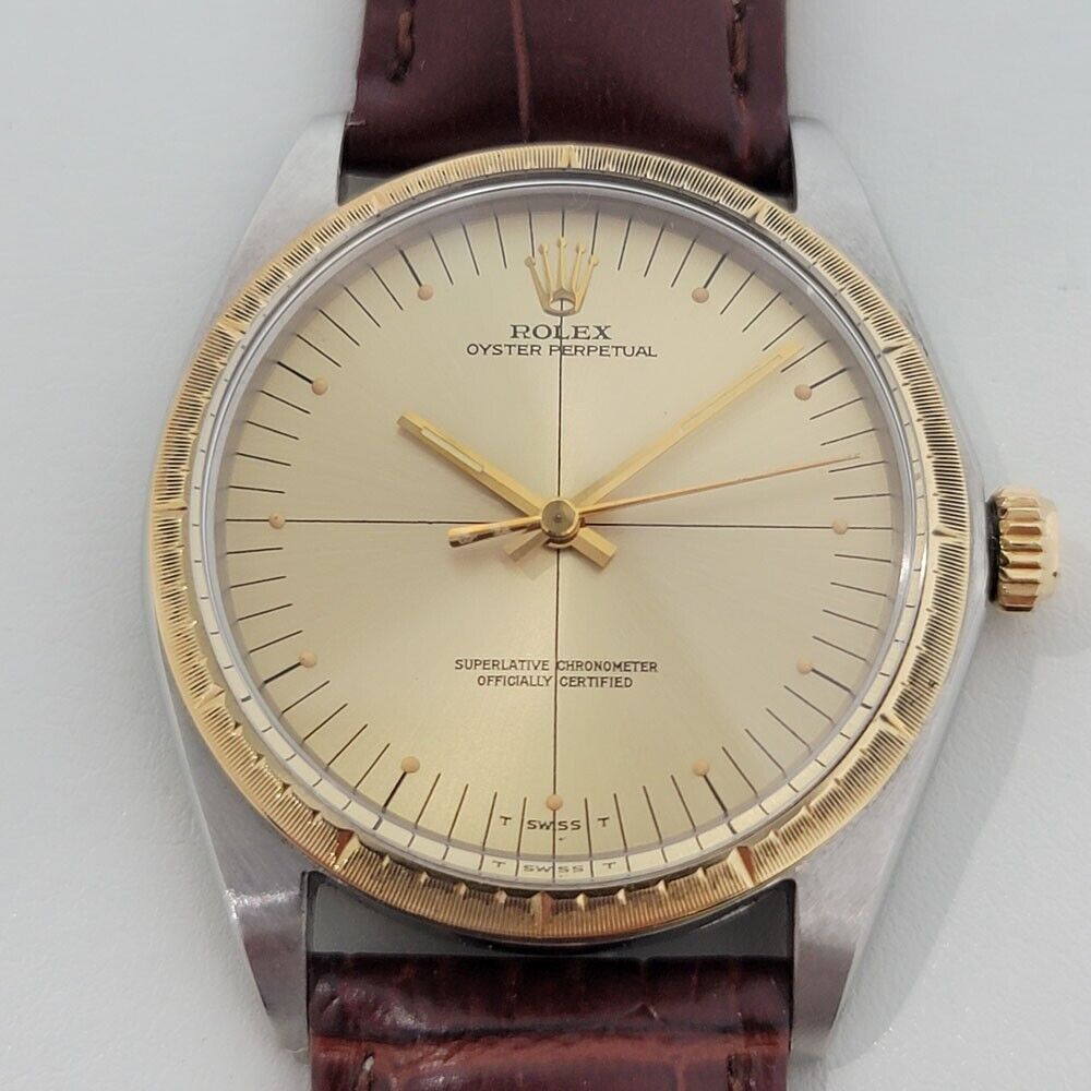 Mens Rolex Oyster Perpetual Ref 1038 35mm 18k SS 1960s Automatic Vintage RJC185B