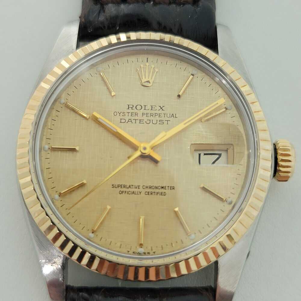 Mens Rolex Oyster Datejust Ref 16013 1980s 36mm 18k SS Swiss Automatic RJC176