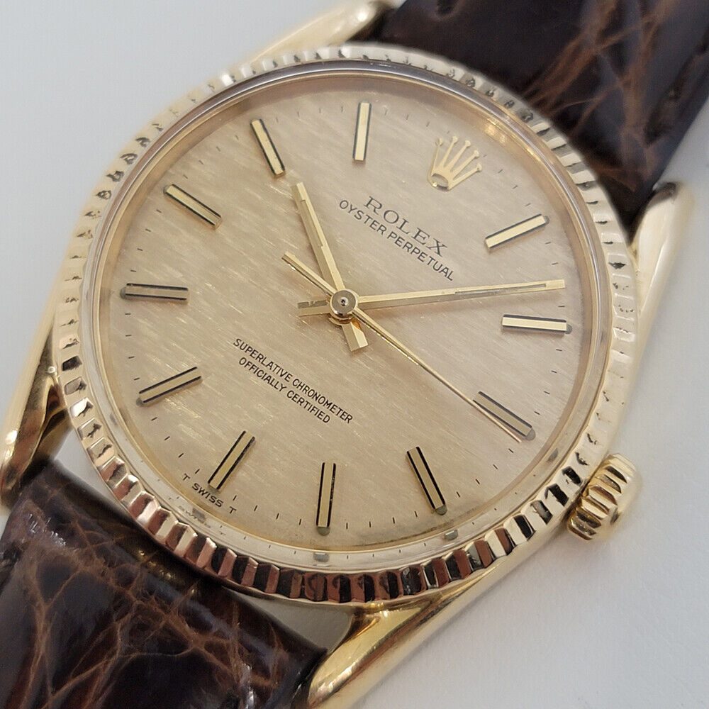 Mens Rolex Oyster Perpetual Ref 1011 33mm 18k Gold Automatic Swiss 1970s RJC154