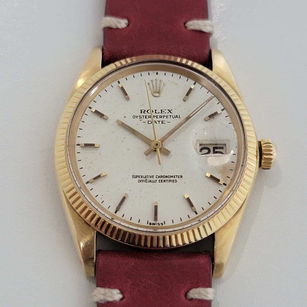 Mens Rolex Oyster Perpetual Date 1503 14k Solid Gold 35mm Automatic 1960s RA348