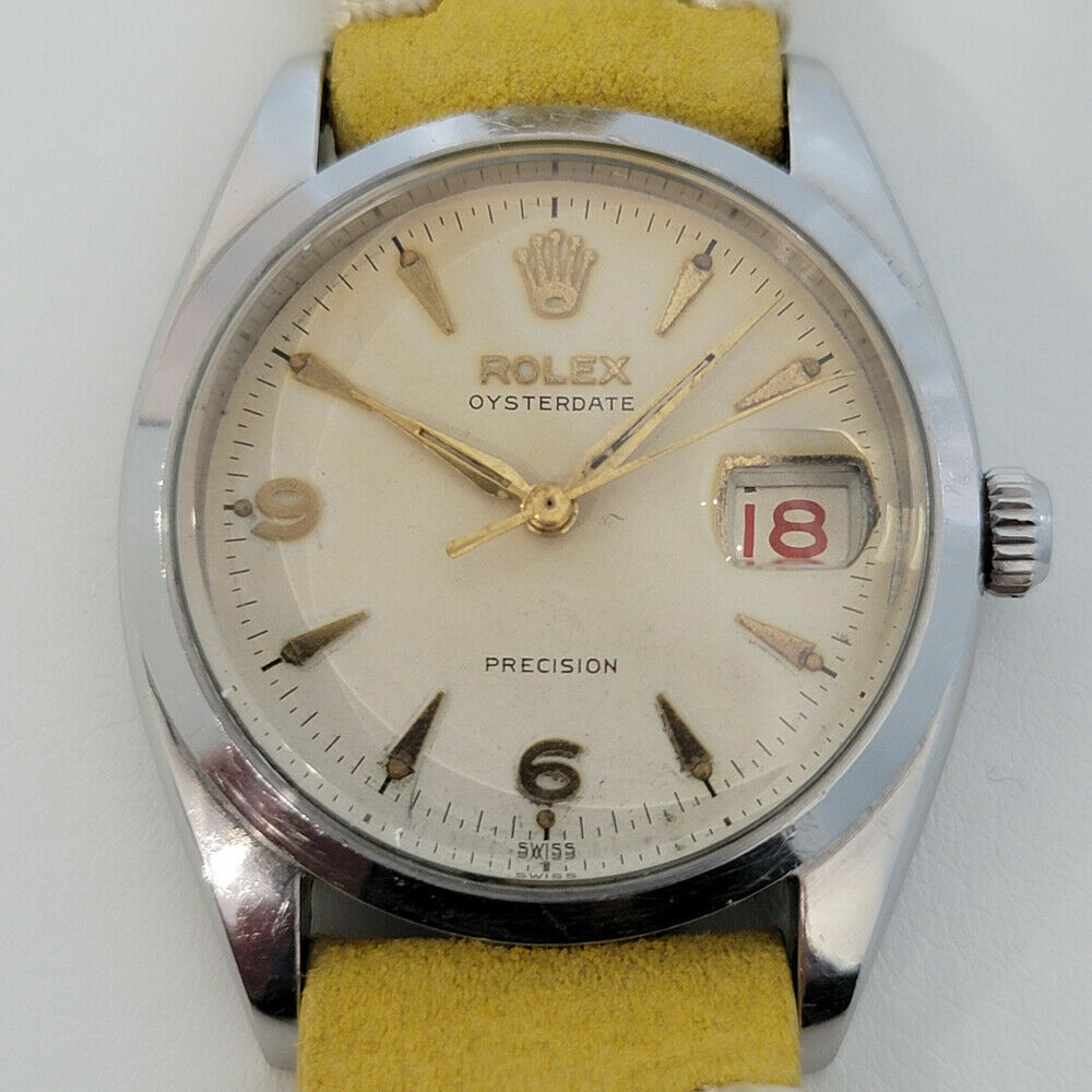 Mens Rolex Oysterdate Precision Ref 6494 34mm 1950s Vintage Manual Wind RA191