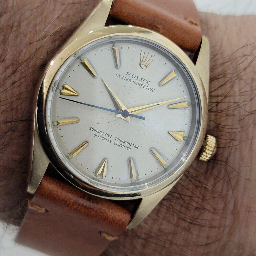 Mens Rolex Oyster Perpetual 1014 w Paper 34mm Automatic Gold Capped 1960s RA236T