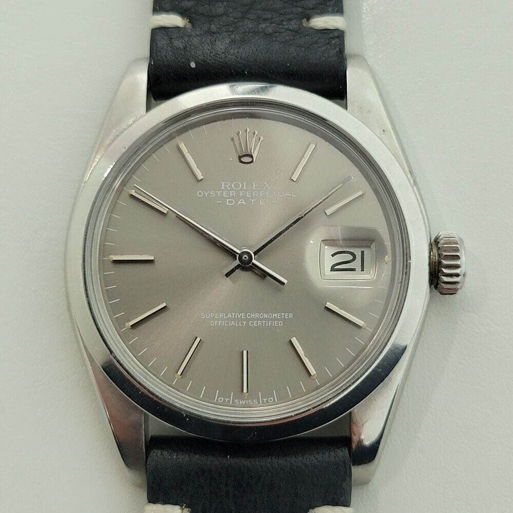 Mens Rolex Oyster Perpetual Date Ref 1500 35mm Automatic 1970s Vintage RA293B