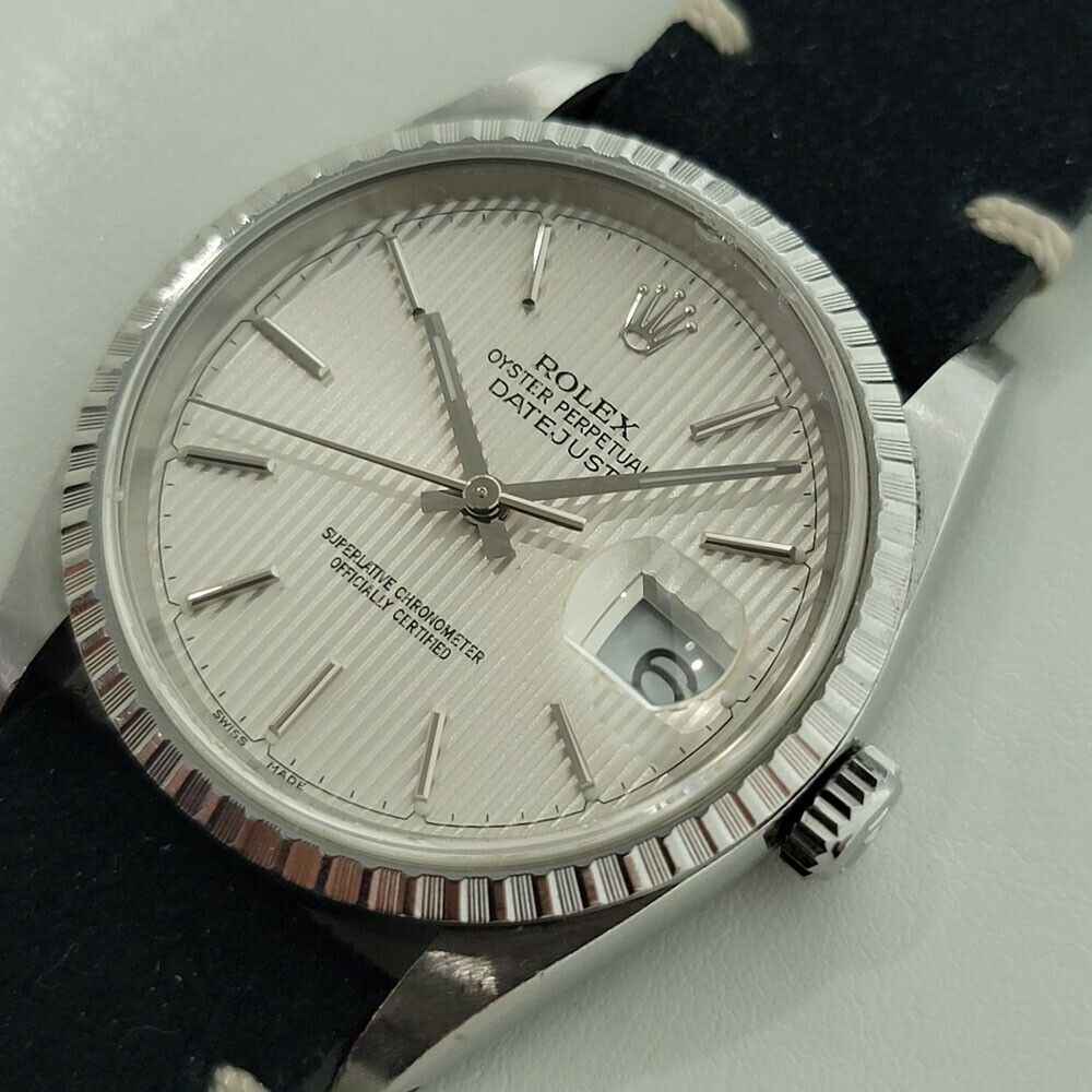 Mens Rolex Oyster Datejust 16220 36mm Rare Tapestry Dial 1990s Automatic RA278B