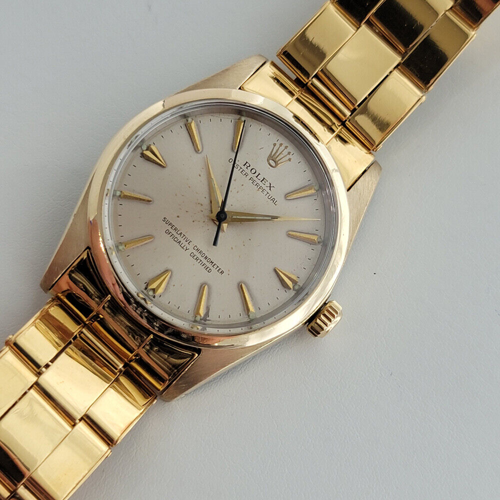 Mens Rolex Oyster Perpetual 1014 w Paper 1960s 34mm Automatic Gold Capped RA236