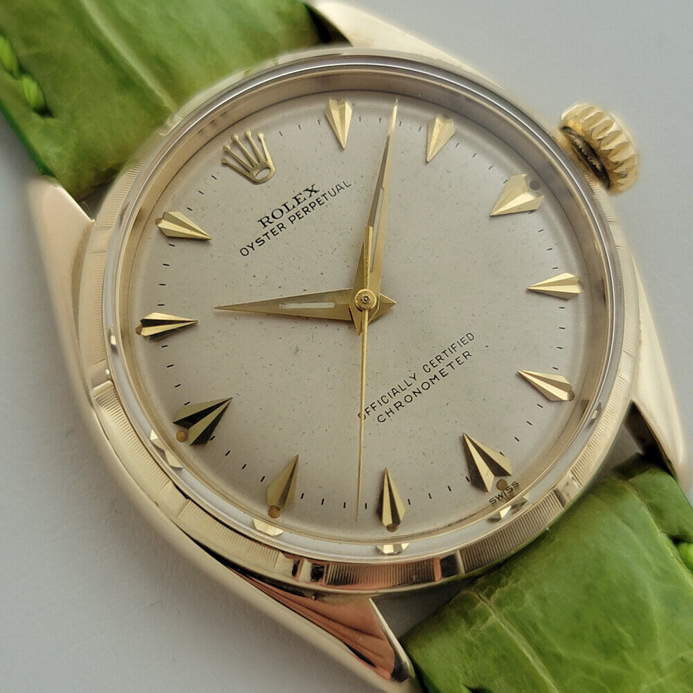 Mens Rolex Oyster Perpetual 6585 14k Gold 34mm 1960s Automatic Vintage RJC162