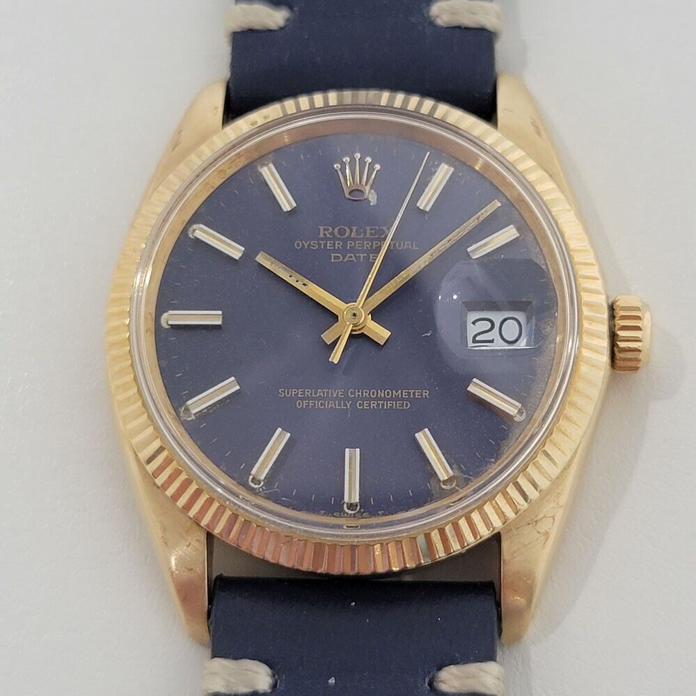 Mens Rolex Oyster Perpetual Date Ref 1503 14k Gold 35mm 1960s Automatic RA264B