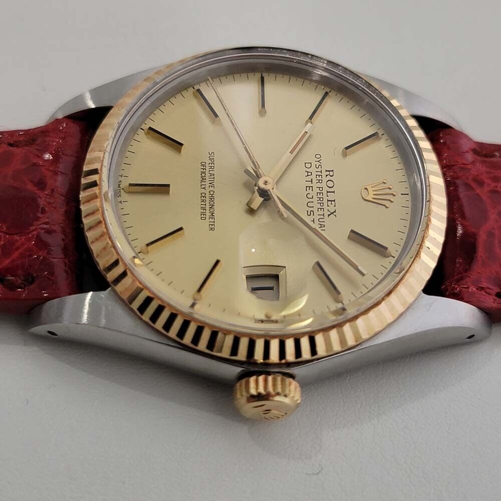 Mens Rolex Datejust 16013 36mm 18k Rose Gold SS 1980s w Paper Automatic RA339B