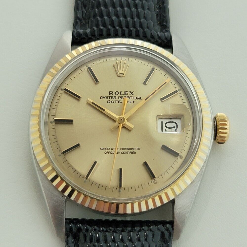 Mens Rolex Oyster Datejust Ref 1601 36mm 18k SS 1970s Automatic Vintage RA170B