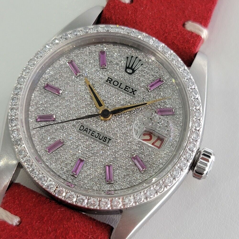 Mens Rolex Oyster Datejust Diamond Dial 6305 36mm 1950s Manual Wind RA15