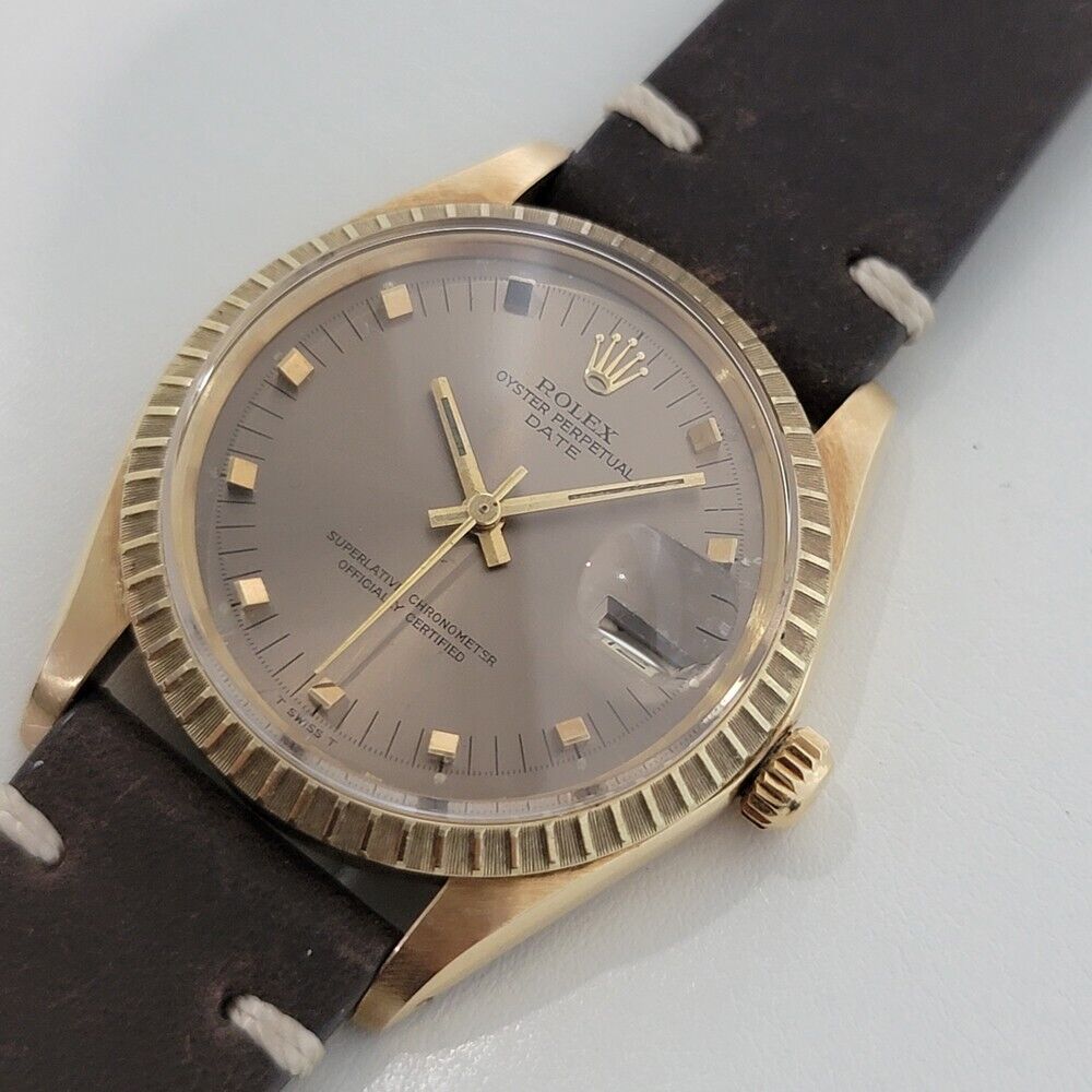 Mens Rolex Oyster Perpetual Date Ref 1503 35mm 14k Gold 1970s Automatic RJC120B