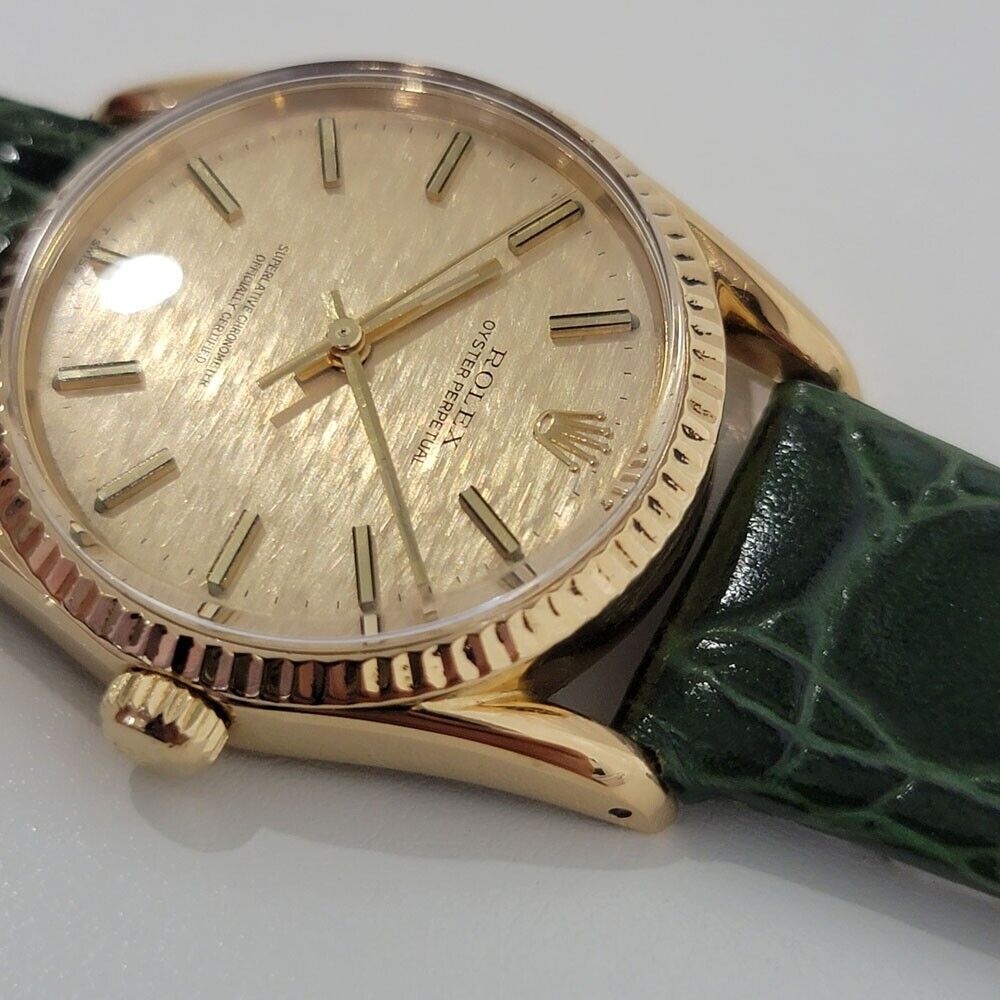 Mens Rolex Oyster Perpetual 1011 33mm 18k Gold Automatic Vintage 1970s RJC154G