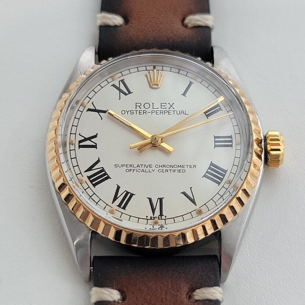 Mens Rolex Oyster Perpetual Ref 1003 34mm 18k SS Automatic Vintage 1960s RA216