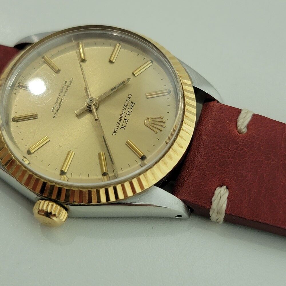 Mens Rolex Oyster Perpetual 5500 35mm 14k Gold SS Automatic Vintage 1960s RA179R