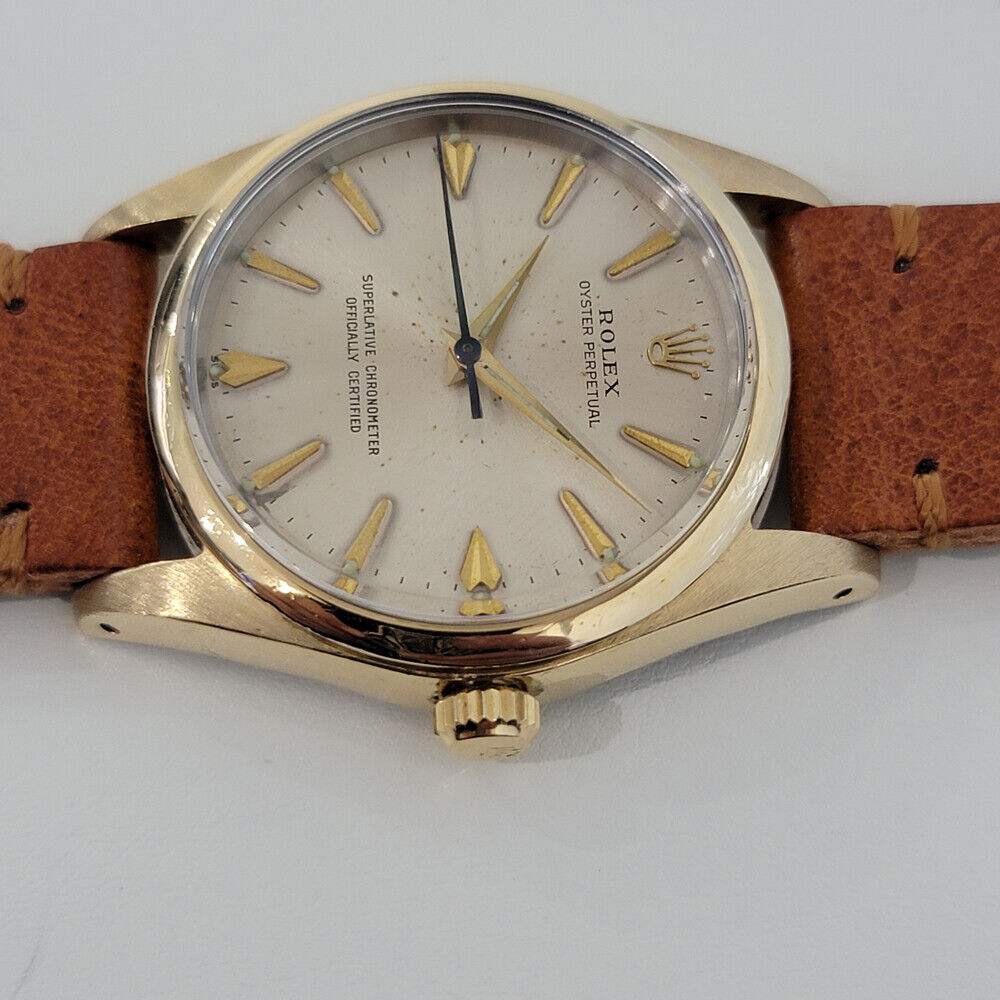 Mens Rolex Oyster Perpetual 1014 w Paper 34mm Automatic Gold Capped 1960s RA236T