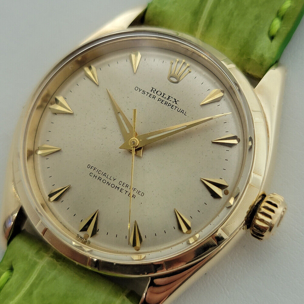 Mens Rolex Oyster Perpetual 6585 14k Gold 34mm 1960s Automatic Vintage RJC162