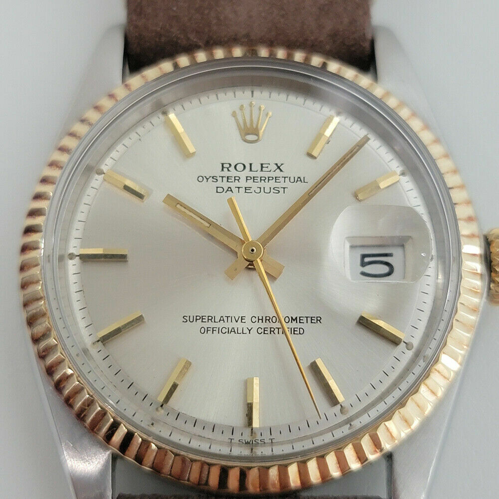 Mens Rolex Oyster Datejust 1601 36mm 18k SS 1970s Automatic Vintage Swiss RJC132