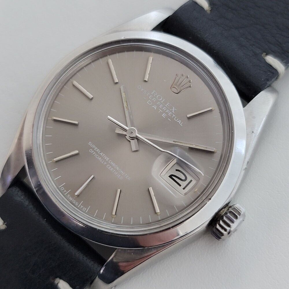 Mens Rolex Oyster Perpetual Date Ref 1500 35mm Automatic 1970s Vintage RA293B