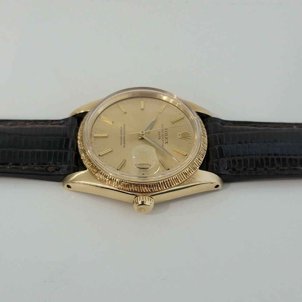 Mens Rolex Oyster Perpetual Date 1503 35mm 18k Solid Gold Automatic 1960s RJC156