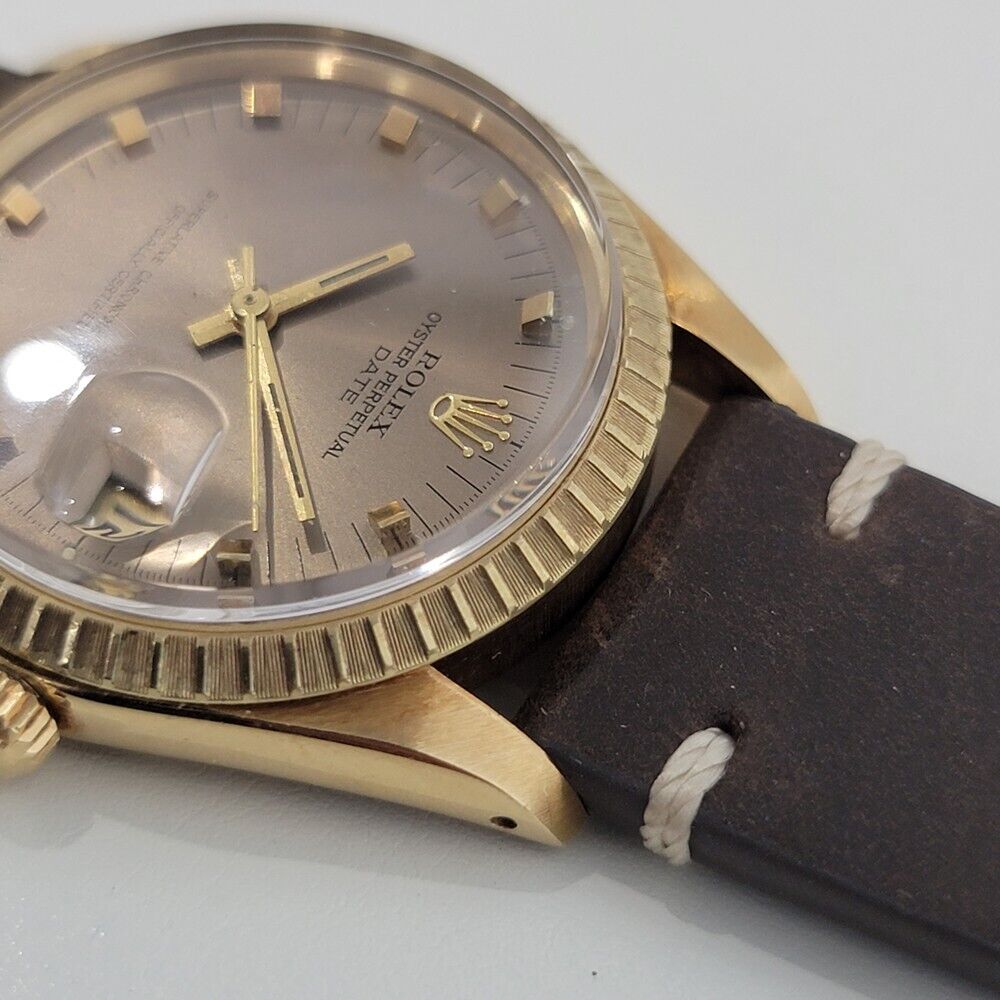 Mens Rolex Oyster Perpetual Date Ref 1503 35mm 14k Gold 1970s Automatic RJC120B