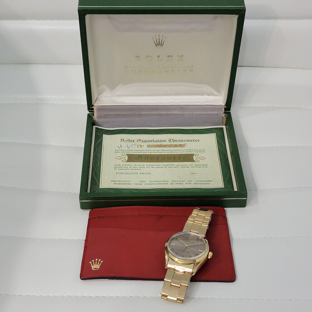 Mens Rolex Oyster Ref 1024 w Box Paper 34mm Gold-Capped 1960s Automatic RA200