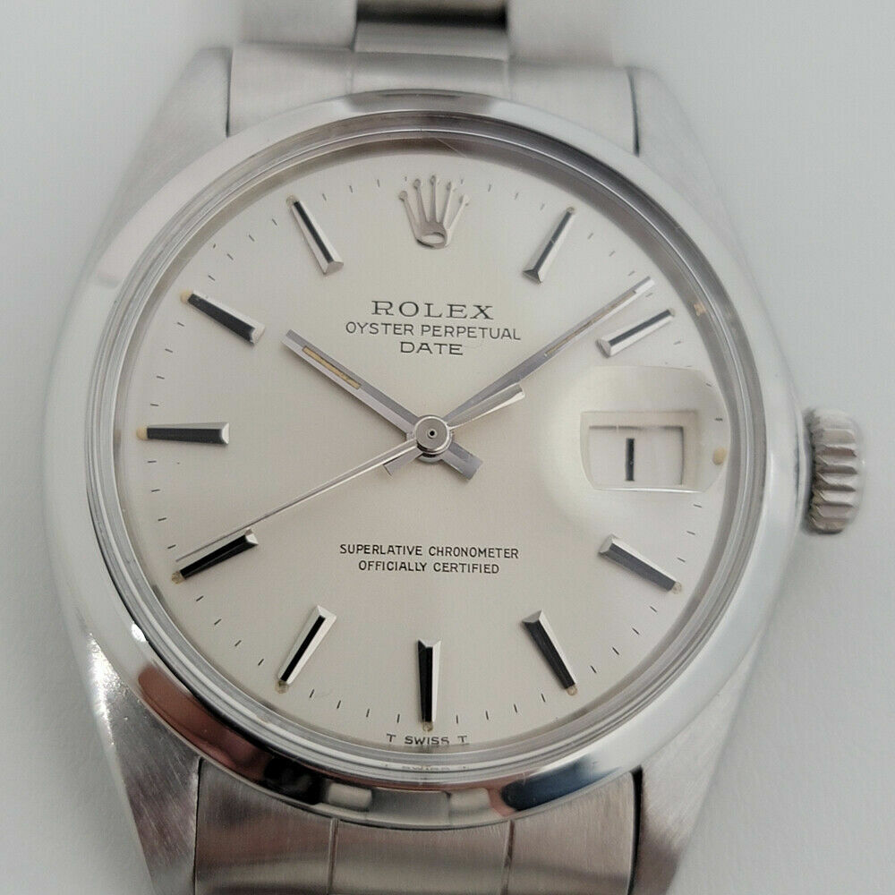 Mens Rolex Oyster Perpetual 1960s Date 1500 w Original Papers Auto 35mm RA245