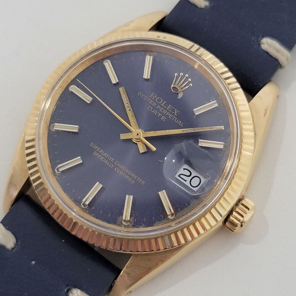 Mens Rolex Oyster Perpetual Date Ref 1503 14k Gold 35mm 1960s Automatic RA264B