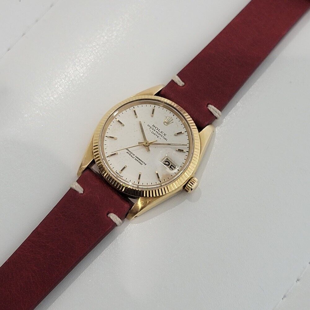 Mens Rolex Oyster Perpetual Date 1503 14k Solid Gold 35mm Automatic 1960s RA348