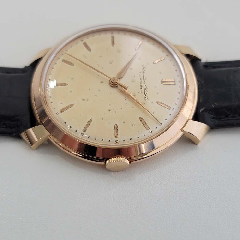 Mens IWC Schaffhausen 18k Rose Gold 37mm Manual Watch 1960s Vintage RA326