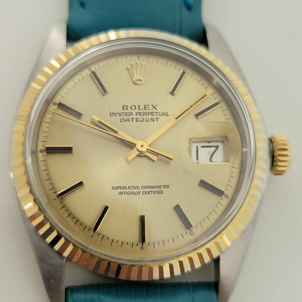 Mens Rolex Oyster Datejust 1601 36mm 18k SS 1970s Vintage Automatic Swiss RA170