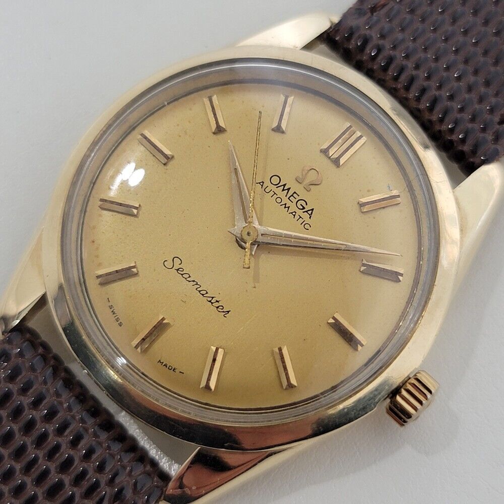 Mens Omega Seamaster Ref 2975 35mm 18k Gold Automatic 1950s Swiss Vintage RA406