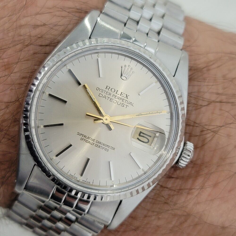 Mens Rolex Datejust Ref 16014 36mm 18k White Gold SS 1970s Automatic Swiss RA332