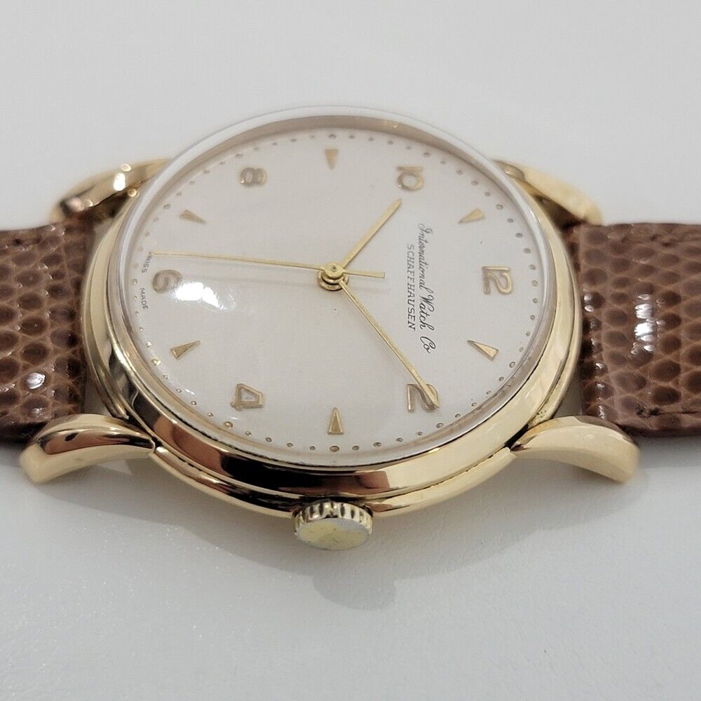 Mens IWC Schaffhausen 18k Gold 37mm 1960s Manual Wind Watch Vintage RA350