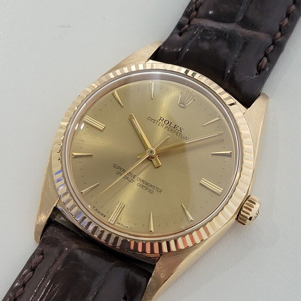 Mens Rolex Oyster Perpetual 1960s Ref 1013 36mm 18K Gold Vintage Automatic RA310