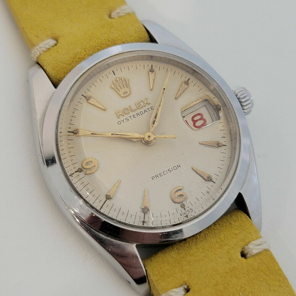 Mens Rolex Oysterdate Precision Ref 6494 34mm 1950s Vintage Manual Wind RA191