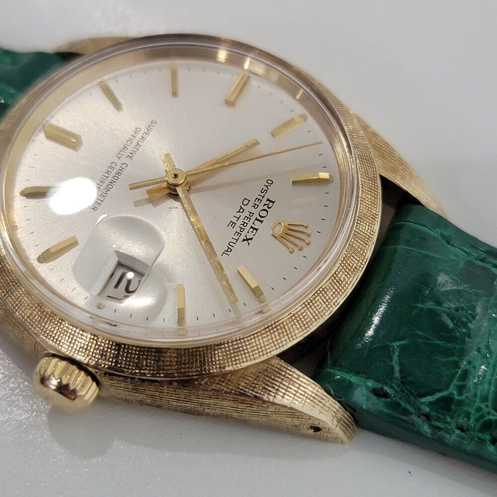 Mens Rolex Oyster Perpetual Date 1500 35mm 14K Gold 1960s Automatic RA267G