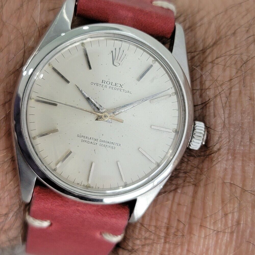 Mens Rolex Oyster Perpetual 1960s Ref 1002 34mm Automatic Swiss Vintage RA143R