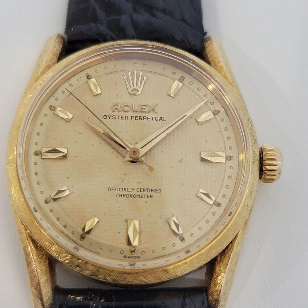 Mens Rolex Oyster Perpetual 6550 33mm 18k Solid Gold 1960s Automatic RJC203