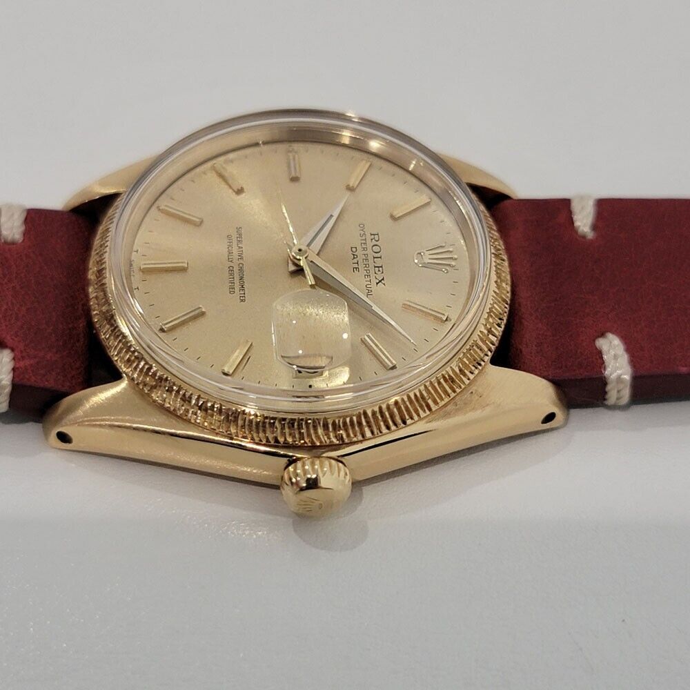 Mens Rolex Oyster Perpetual Date Ref 1503 35mm 18k Gold 1960s Automatic RJC156R