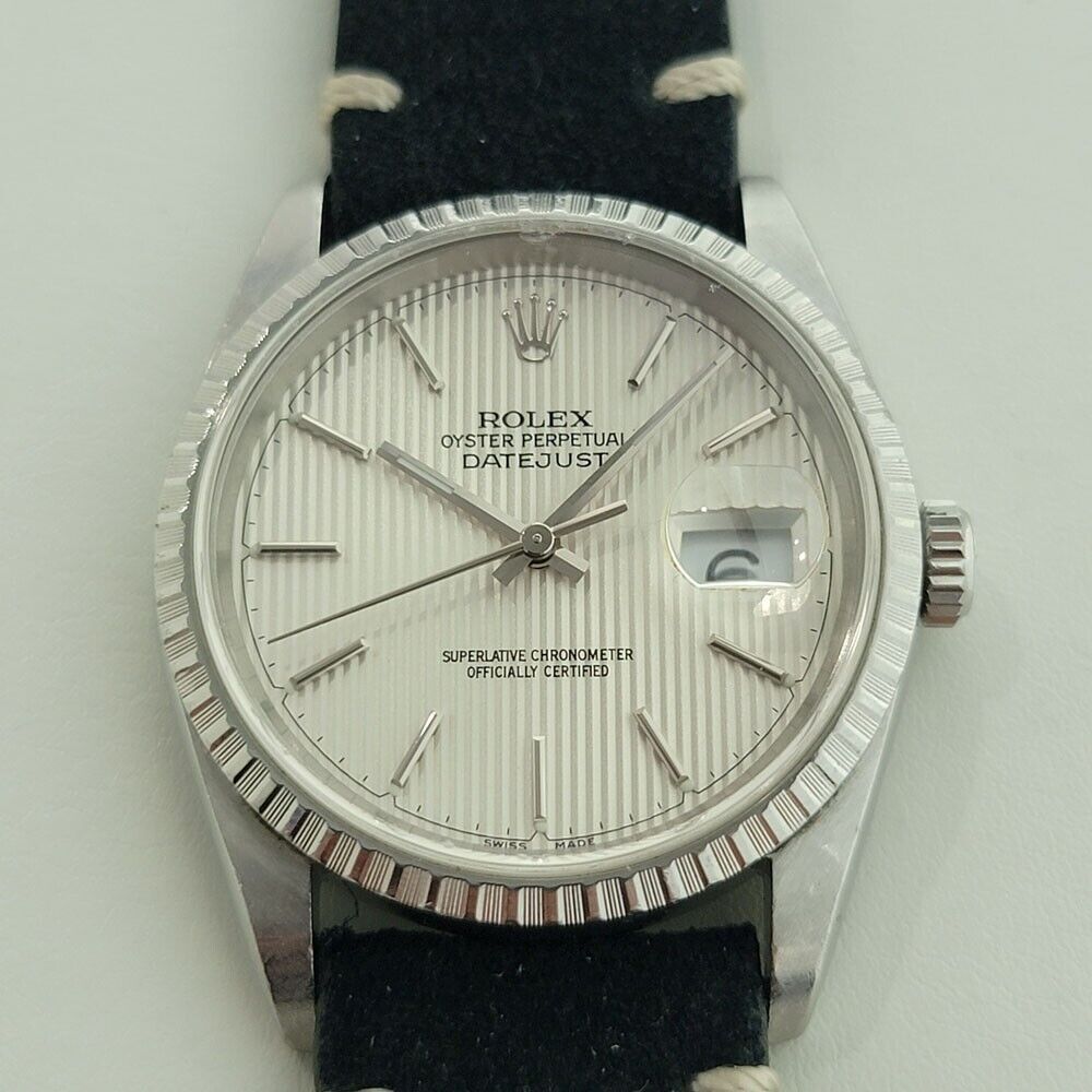 Mens Rolex Oyster Datejust 16220 36mm Rare Tapestry Dial 1990s Automatic RA278B