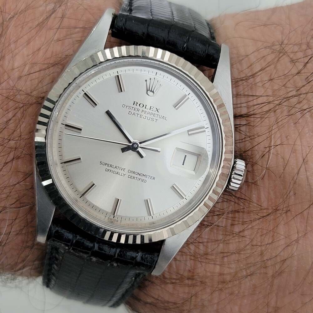 Mens Rolex Oyster Datejust 1601 36mm 18k Gold SS 1970s Automatic Vintage RA338B