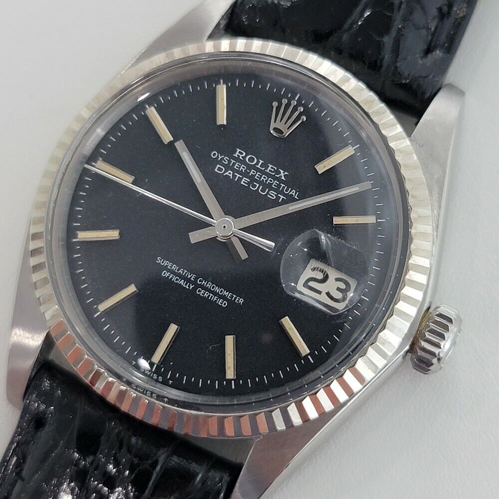 Mens Rolex Oyster Datejust 1601 36mm 1960s 18k Automatic White Gold SS RA286