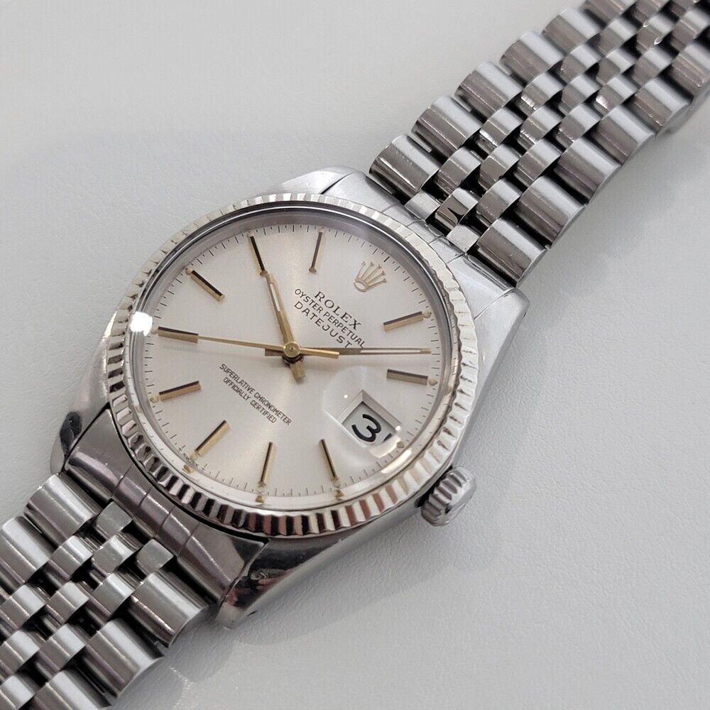 Mens Rolex Datejust Ref 16014 1980s 36mm 18k White Gold SS Swiss Automatic RA330