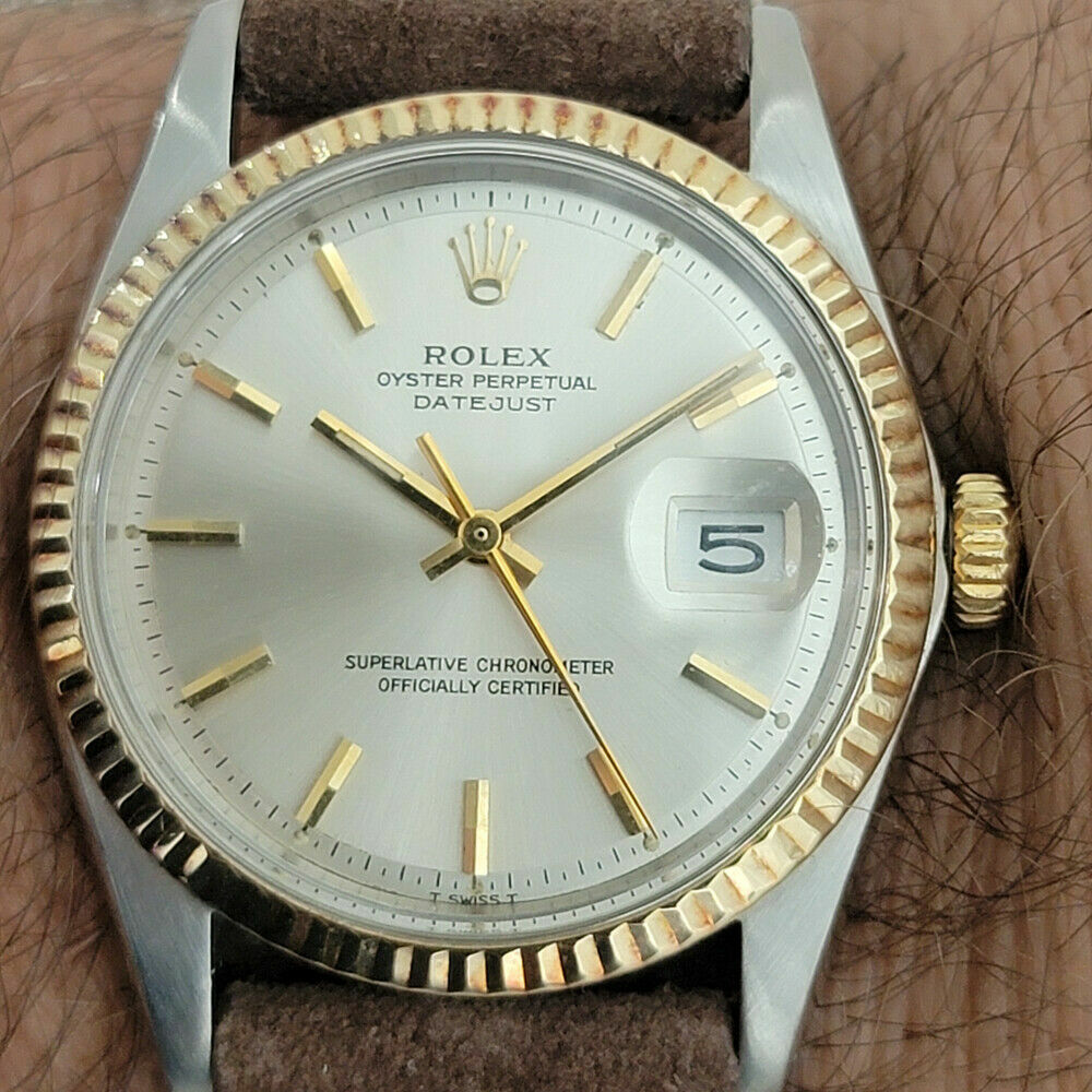 Mens Rolex Oyster Datejust 1601 36mm 18k SS 1970s Automatic Vintage Swiss RJC132