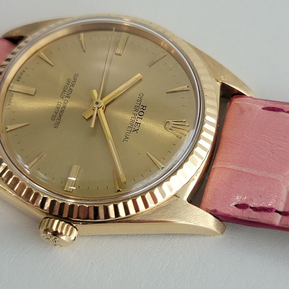 Mens Rolex Oyster Perpetual Ref 1013 36mm 18K Gold Automatic Swiss 1960s RA310P