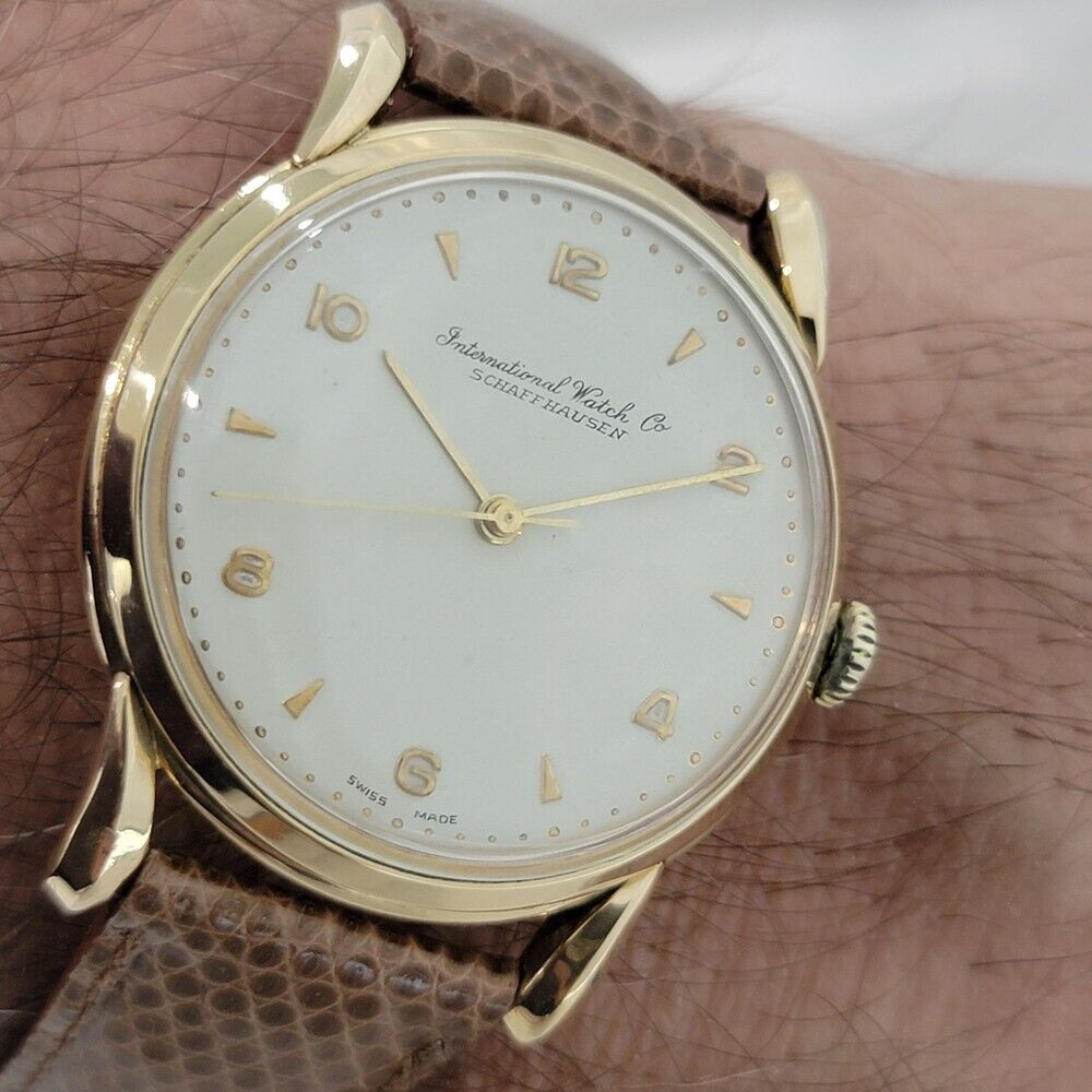 Mens IWC Schaffhausen 18k Gold 37mm 1960s Manual Wind Watch Vintage RA350