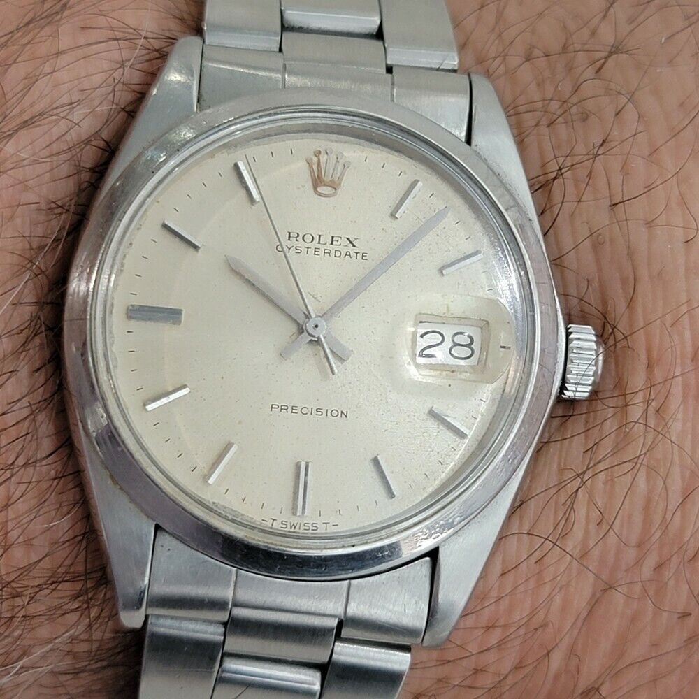 Mens Rolex Oysterdate Precision Ref 6694 34mm 1970s Vintage Manual Wind RA202